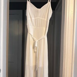 Elegant White pleaded  Strap Dress